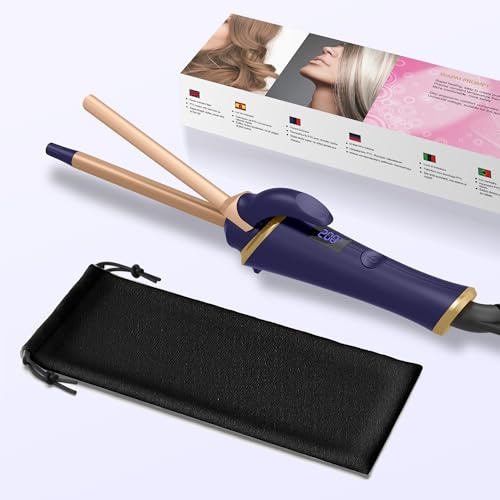 13mm lockenstab für kurze haare, Reise Lockenstabs mit LCD Display, 5 Temperatur Einstellbar 120-200℃, Dual Voltage lockenstabs mit klemme