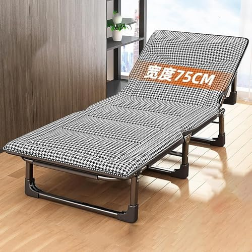 Klappbares Gästebett mit Schaumstoff-Matratze, tragbares Einzelschlafsofa für Camping, platzsparendes faltbares Bett (kariert, 190 x 68 x 30 cm)