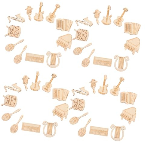 LIFKOME 100 Stück Musik instrument Holzscheiben zum Basteln Unlackierte DIY Holzstücke mit Glatter Oberfläche Leicht und Stabil für Kinderhandwerk und Kreative Holzdeko