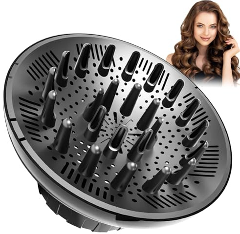 Universal Diffusor Aufsatz Föhn Düse D = 3.5-6.6cm - Diffuser Haare, Maximales Volumen ohne Frizz, Lockenföhn für Trockner, Schwarz