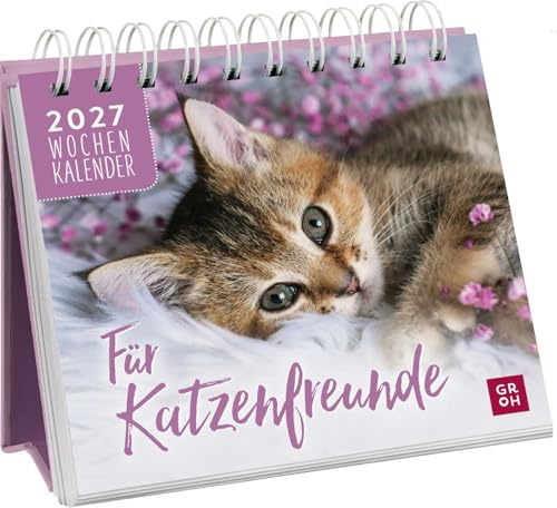 Mini-Wochenkalender 2027: Für Katzenfreunde: Tischkalender zum Aufstellen mit Wochenkalendarium für Katzenliebhaber