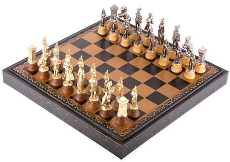 Italfama Napoleon Big Set + Leatherette Chessboard Gold Black