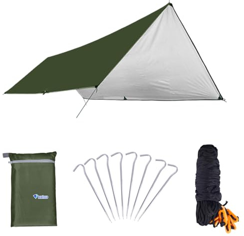 Azarxis Zeltplane mit UPF 50+ UV-Schutz, Hammock Tarp, Leicht und wasserdicht Plane für Camping Hängematte (Grün, M-300cm×500cm)