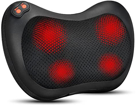 iKristin Back Neck Massager,Shiatsu Massage Pillow with Heat, Deep Tissue Kneading Massagers for Shoulder, Legs, Electric Back Massager for Home & Car