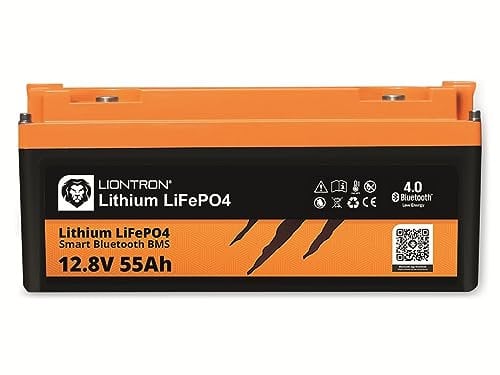 LIONTRON LiFePO4 12,8V 55Ah LX; 704Wh; >3000 Zyklen bei 90% Entladungstiefe (DOD) mit BMS und Bluetooth Überwachung; für Wohnmobil oder Boot 350x170x162mm - LISMART1255LX