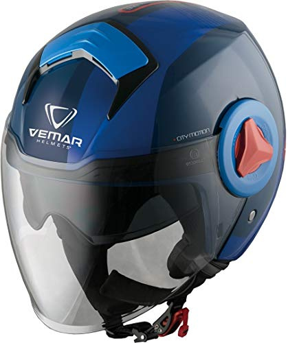 CASCO MOTO JET VISIERINO VEMAR BREEZE RADAR DEEP BLU TG M