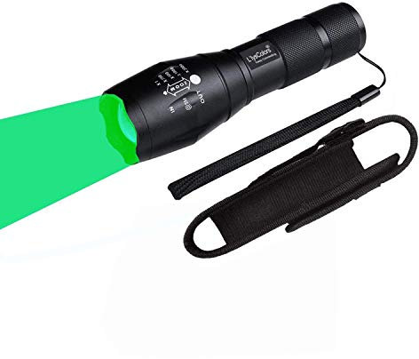 L'lysColors - Single 1 Modus Zoomable LED 150 Yard GRÜN-LICHT LED Taschenlampe und Holster(GRÜN-LICHT)