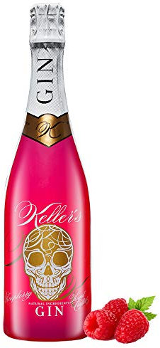 Keller’s Raspberry Distilled Gin (1 x 0,7 l), vielseitiger Premium Gin aus 66 Botanicals mit fruchtiger Himbeere – 35% vol. Alkohol - im Champagner Flaschen Design