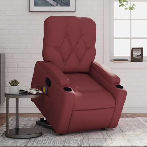 Electric Power Lift Recliner Chair with Massage and Heat, Ergonomic Comfort for Elderly and Back Pain, Easy Stand Assist, Soft Fabric, Wine Red Color, Perfect for Living Room and Bedroom