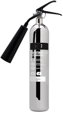2kg CO2 Fire Extinguisher - Polished Silver - FireShield