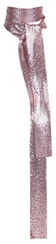 Nimiya Adult Womens Glitter Sparkle Metal Sequins Neck Tie Scarf 160cm Thin Skinny Long Neckerchief Rose Gold One_Size