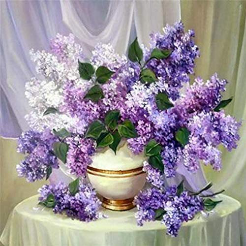 Diamond Painting Flieder Und Blumentöpfe Diamant Painting Bilder,5D Diamant Painting Erwachsene Kunst Handwerksbedarf ,Diamond Painting Set Full Wand Und Eingang Dekorationen 30X40Cm,Diamant Bilder