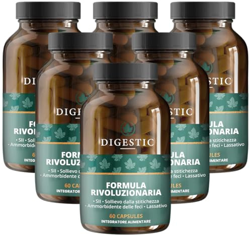 Digestic - Lassativo per Sollievo dalla Costipazione - Ammorbidente per Feci, Ingredienti 100% Naturali - 360 Capsule - Integratore giornaliero, Lassativo Naturale Delicato
