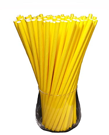 Pajitas de papel ecológicas, aptas para alimentos, 120 unidades, color amarillo