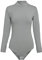 Evoni Damen Body langarm I blickdichter Bodysuit mit Halbkragen für Frauen I Langarmbody aus Baumwolle I Women Body Shaper I Jumpsuit S Grau