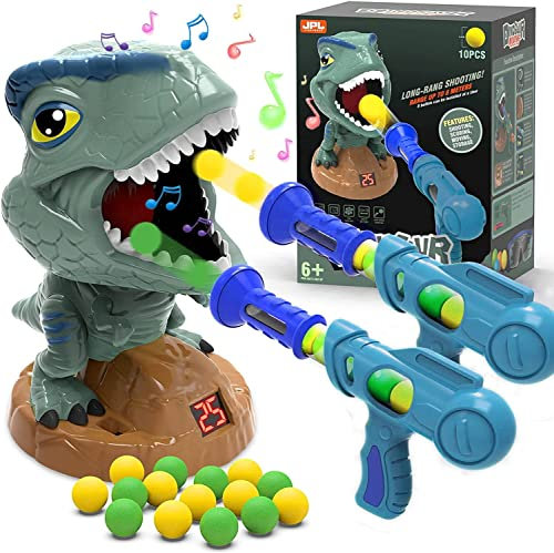 Dinosaurier Schießspielzeug für Kinder, Bewegliches Schießen Spielzeugpistolen Zielscheibe mit 2 Luftpumpenpistolen Zielübungsspielzeug für 5 6 7 8+ Jungen Mädchen Weihnachts Garten Partyspielzeug