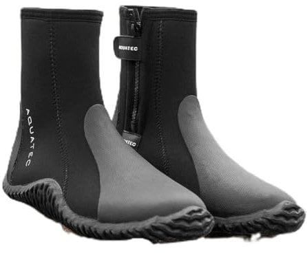 AQUATEC Wetsuit Boots | Premium 5mm Neoprene Shoes for Surfing, Paddle Boarding, and Water Sports - Reinforced Toe & Heel with Anti-Slip Sole [Various (11 UK) Black