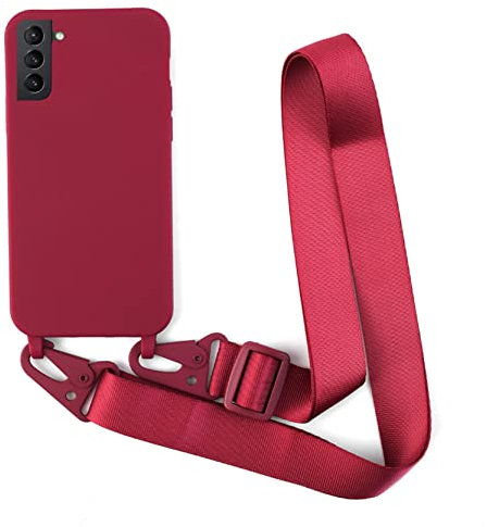 2NDSPRlNG Handykette Schutzhülle kompatibel mit Samsung Galaxy S22 Handyhülle mit Band,Halsband Lanyard Silikonhülle Soft Silikon Case,Rot