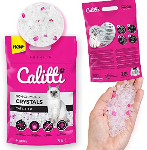 Calitti - Silikat Katzenstreu | Premium Crystals Silikatstreu | Antibakteriell Katzensand | 3,8 L