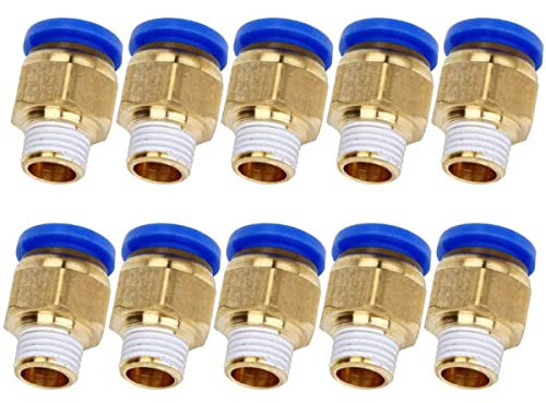 Lot de 10 raccords pneumatiques droits à poussoir vers connecteur rapide - 10 mm de diamètre - Filetage 1/4 BSP - Pour outils pneumatiques