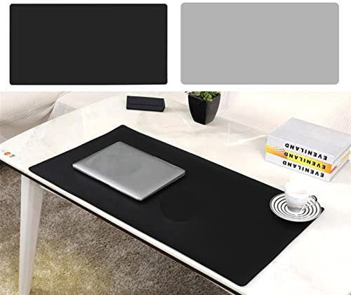 Lifup Wasserdicht PU Leder Schreibtischunterlage Rutschfeste Mauspad für Büro und Zuhause Doppelseitig Schwarz Grau 65x45cm