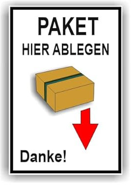Generic Paket hier ablegen Aufkleber (10x15cm) - Durchsichtig, Kunststoff, Paketaufkleber, Aufkleber, minimalistisch