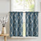 TOPICK Blau Scheibengardine Küche Vorhang Leinen Optik Bistrogardine Blickdicht Gardine Privatsphäre Gaze Schals Scheibengardinen Fensterschal für Wohnzimmer Landhaus 2er Set 65Bx90H (cm)