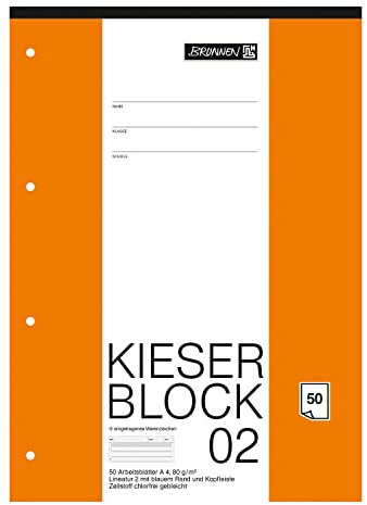 PARTY DISCOUNT NEU BRUNNEN Kieserblock Lineatur 02, 80g, 50 Blatt, gelocht