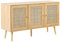 Beliani 3 Tür Rattan Sideboard Boho Stil Schrank Helles Holz Perote