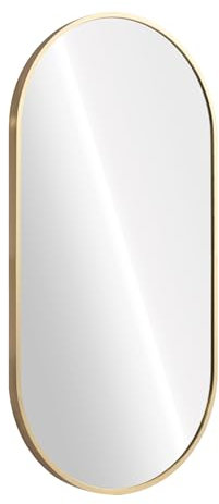 Navaris Espejo Ovalado - Espejo Marco Dorado Pared 75 x 38 cm - para Entrada recibidor baño salón tocador - Forma Oval - Marco Aluminio Inoxidable