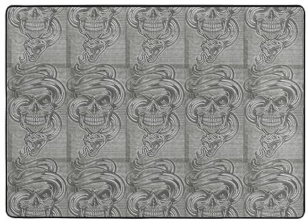 LAMAME Venom Totenkopf bedruckter weicher Teppich rutschfeste Bodenmatte Home dekorativer Teppich
