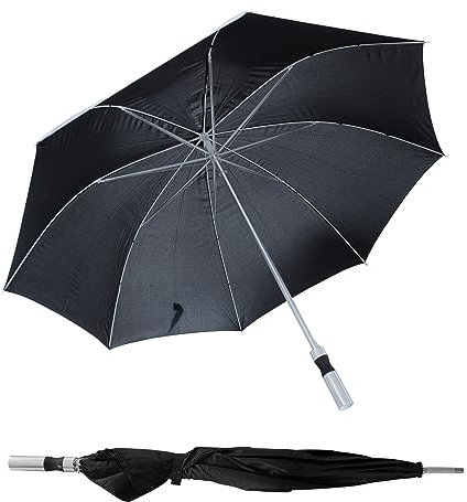 Spetebo Regenschirm 110 cm schwarz mit Handöffner - Griff gerade - Stockschirm windfest mit Metallspitze - Faltschirm Gastschirm Regenschutz Schirm groß sturmfest