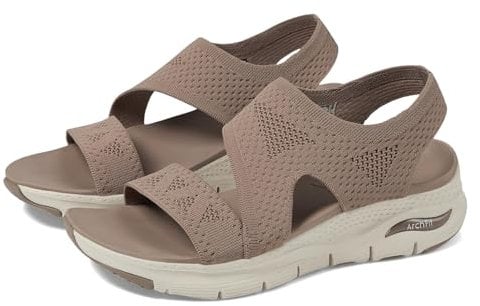 Skechers Damen Arch Fit Brightest Day Fußgewölbe-Passform für den hellsten Tag, Mocha Knit, 42 EU