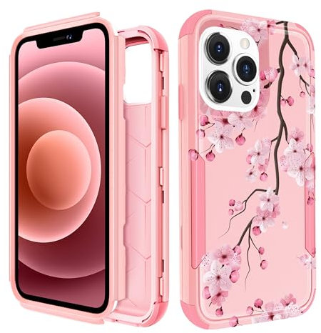 Pegmode for iPhone 12 Pro Max Case - Heavy Duty Protective Designer Blossom Cute Cartoon Hard Shockproof Bumper Phone Cases for 12 Pro Max for Girly Women Men Girls Boys Teens