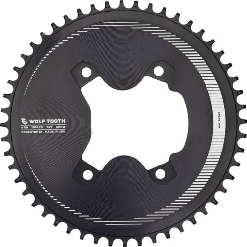 Wolf Tooth 110 Bcd Asymmetric 4-Bolt Chainring for Shimano Grx Cranks Fahrradtablett, Schwarz, 46T