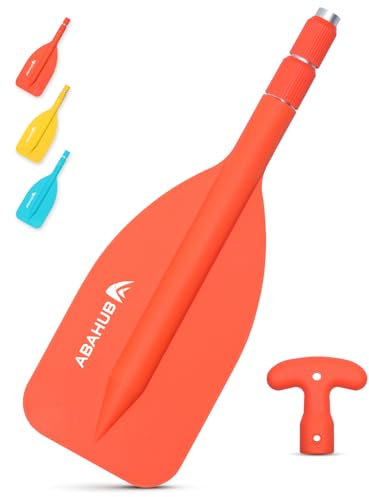 Abahub Remo Telescópico 53-106cm Remo de Emergencia de Un Solo Remo con Mango en T Timón Ligero Mini Remo Auxiliar Eje Telescópico de Aluminio para Piragüismo Kayak Inflable, Naranja