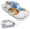 Menschlich Hundebett, 180x115x25cm Riesiges Faltbares Riesen Hundebett für Menschen für Große Hunde Weich Abnehmbar Hundebett Fuer Menschen für Erwachsene mit Rutschfestem Bezug (Grau)