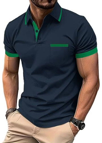 zitysport Poloshirt Herren Kurzarm Shirt Atmungsaktives Golf Polo Shirt Männer Sommer Shirts Sport Basic Slim Fit Tshirt mit Brusttasche Polohemd(Marineblau-XL)