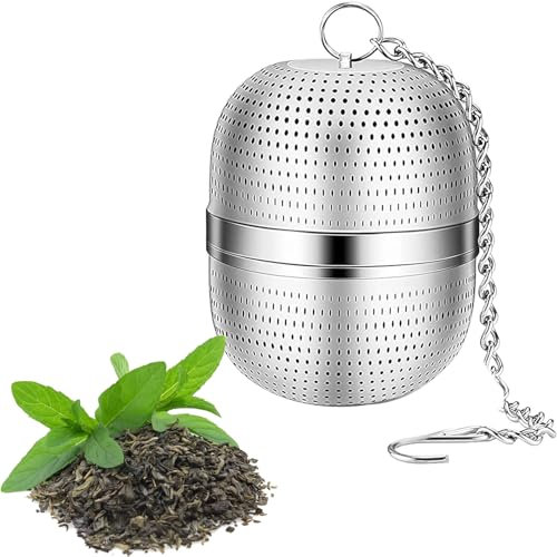 1 Pcs Tea Infuser for Loose Tea, Mesh Tea Infuser, with Chain Tea Ball Strainer, Loose Leaf Tea,Tea Ball Strainers Infuser, Herb Ball Strainer for Cups, Mugs Teapots Spice (Silver)