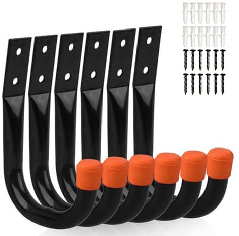 LdawyDE Ganci da Muro per Garage, 6 Pezzi Gancio a J per Impieghi Gravosi, Staffa per Montaggio a Parete per Impieghi Gravosi per Riporre Pesanti attrezzi da giardino, Utensili Elettrici