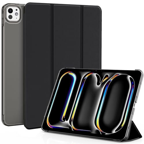 EasyAcc Hülle für iPad Pro 11 Zoll (2024) M4 Hülle, Ultra Dünn Transluzent Matt Rückseite Abdeckung Cover Schutzhülle Case, Schwarz