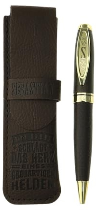 History & Heraldry Bamboo Persönlicher und individueller Kuli Kugelschreiber Stift mit Namen und Spruch Personalisiertes Etui Monogramm-Design persönliches Geschenk (Kuli Sebastian)