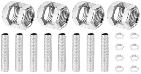 PATIKIL Kit Parti Riparazione Tubi Lampada Filettatura Fine M10, 4 Pezzi M10×15 Dado Accoppiamento Esagonale Metallo Tubo Filettato e Dado Esagonale Asta Prolunga per Illuminazione