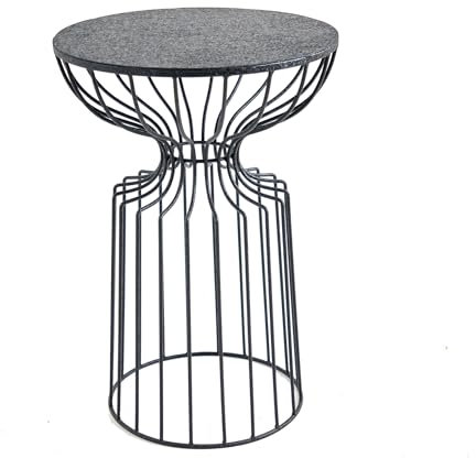 Riess Ambiente Runder Beistelltisch Variation 55cm schwarz Eisen Metallgestell Handmade Couchtisch Wohnzimmertisch Telefontisch Nachttisch Tisch Metalltisch