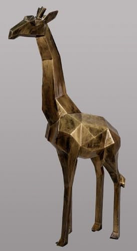 Casa Padrino Luxus Designer Deko Skulptur Giraffe Antik Gold H. 200 cm - Riesige Gartenskulptur - Lebensgroße Skulptur - XXL Deko Skulptur - XXL Deko Figur - XXL Tierfigur