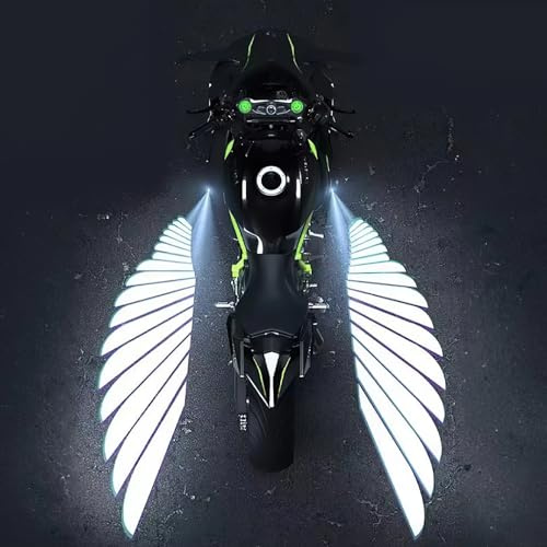 OBEST Motorrad Modifikationslicht,Engelsflügelförmiges LED Projektionslicht,Nicht Perforiertes Motorrad Willkommens Atmosphärenlicht,Passend für Alle Fahrzeugmodelle