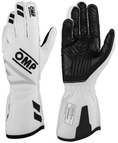 Ompracing Gants Omp One Evo FX FIA 8856-2018, Blanc, Taille XS