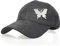 NiceYnn Baseballhut für Damen, Blumen-Strass-Schmetterling, Sonnenhut, vorgebogener Schirm, Snapback-Kappe, lässiger Outdoor-Sport, Golf-Visier, verstellbar, Einheitsgröße, Butterfly Schwarz,
