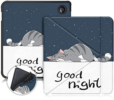 TOPCASE TPU Hülle für Tolino Vision Color 2024/Kobo Libra Color 2024/Kobo Libra 2 2021/Tolino Vision 6 2021 mit Standfunktion und mit Auto Schlaf/Wach, Faule Katze