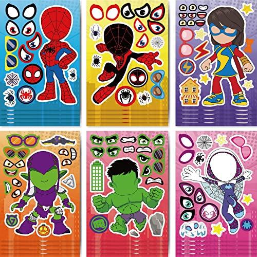 Lot de 24 autocollants spidey Hero pour fête d'anniversaire pour enfants, pour faire vos propres autocollants, jouets, friandises, sacs à bonbons, fournitures de fête d'anniversaire